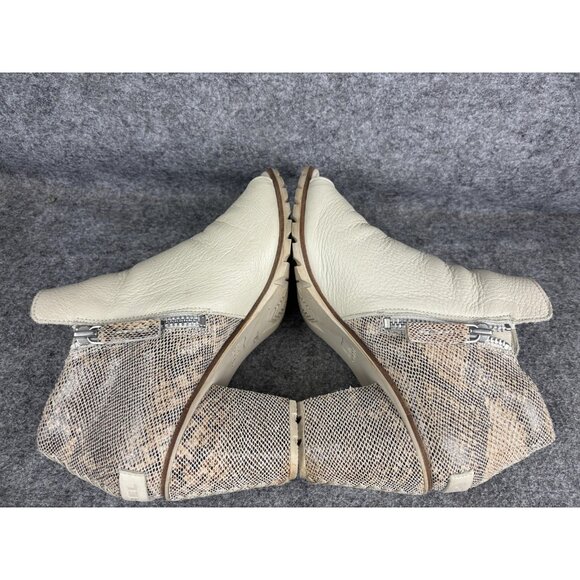 Sorel Shoes Womens Size 10 White Snake Print Leather Open Toe Heel Booties - Picture 8 of 9
